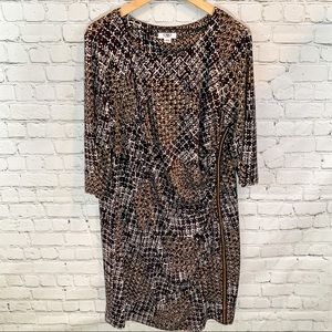 22/24W Cato Brown and White Dress